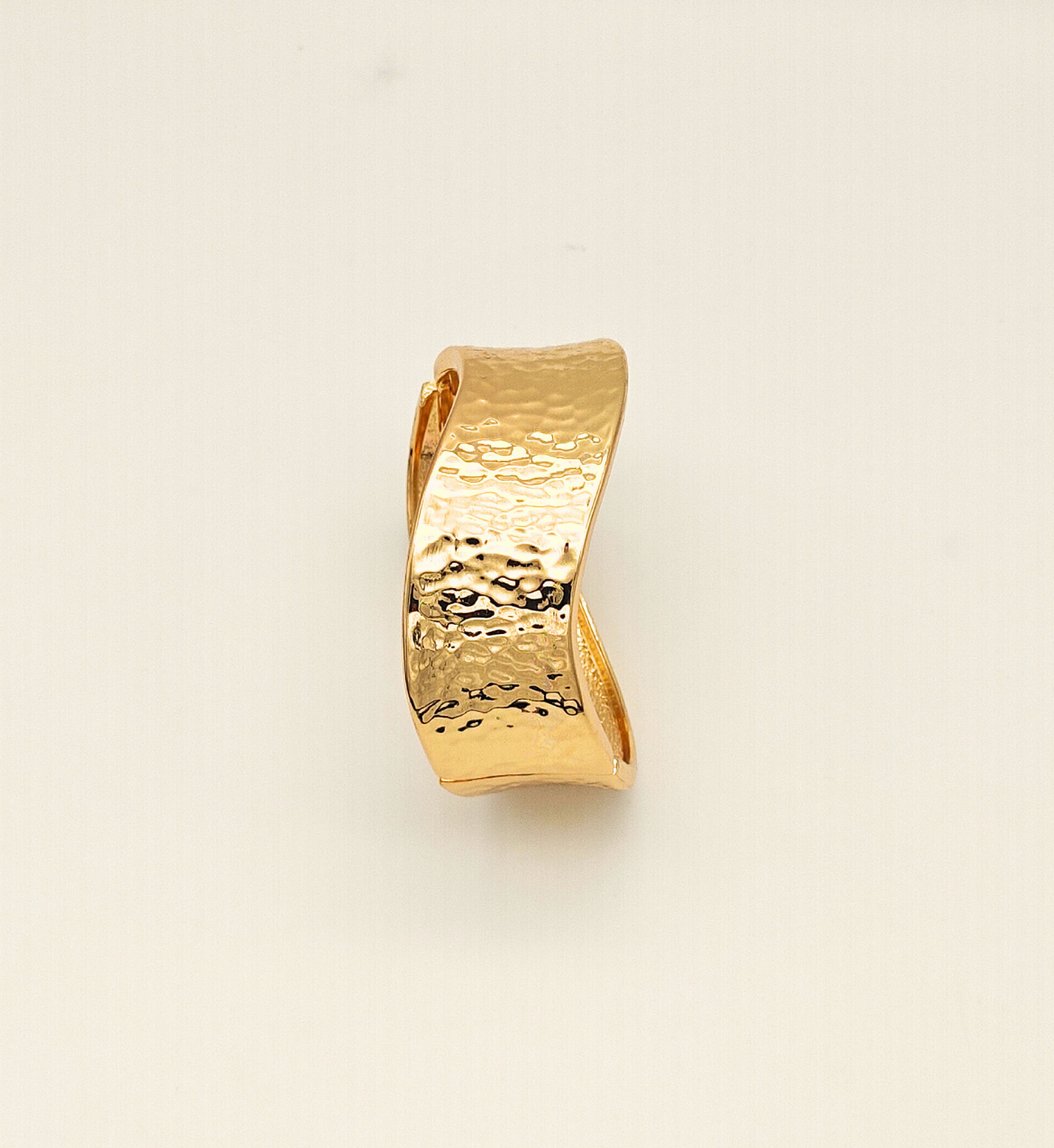 Curved Hammered Gold Bangle