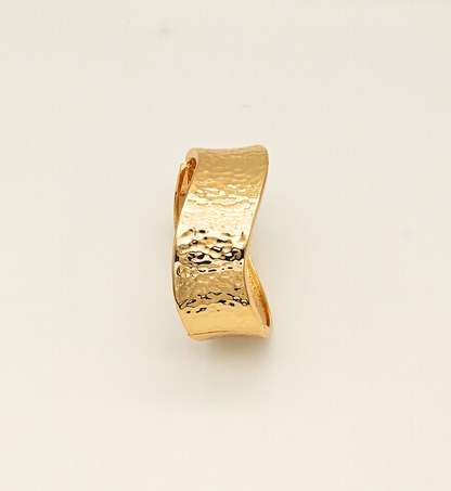 Curved Hammered Gold Bangle
