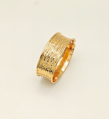 Wide Textured Gold Bangle