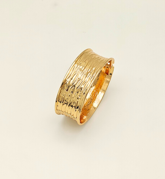 Wide Textured Gold Bangle