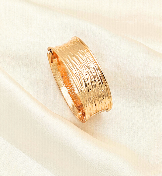 Wide Textured Gold Bangle