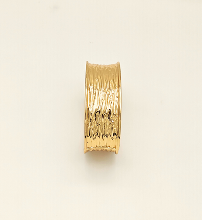 Wide Textured Gold Bangle