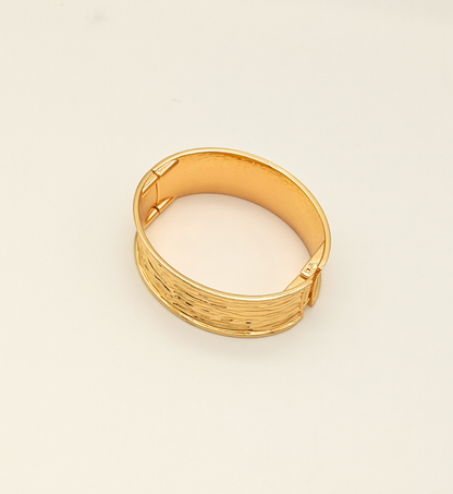 Wide Textured Gold Bangle