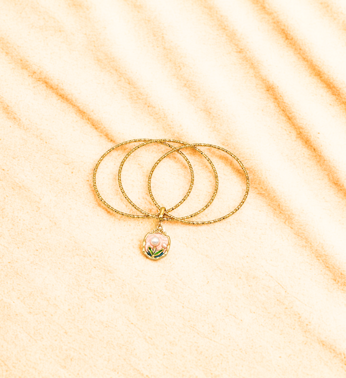 Floral Charm Gold Bracelet