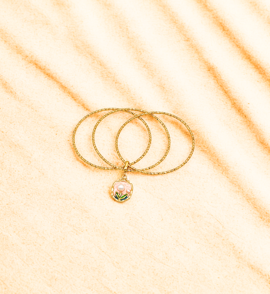 Floral Charm Gold Bracelet