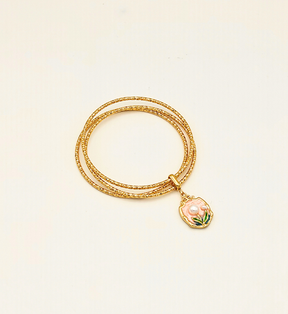 Floral Charm Gold Bracelet