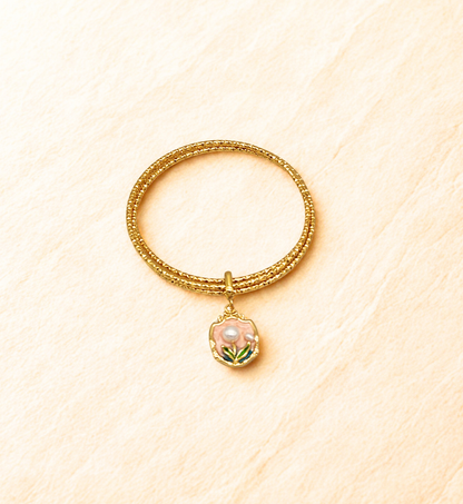 Floral Charm Gold Bracelet