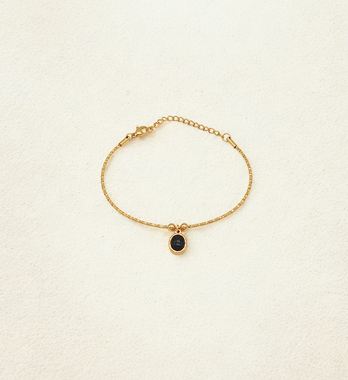 Black Oval Charm Bracelet