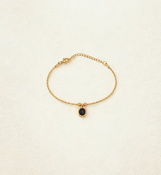 Black Oval Charm Bracelet