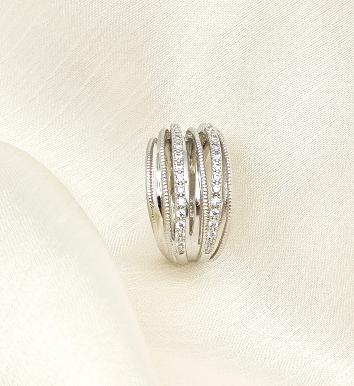 Silver Textured Stacking Ring
