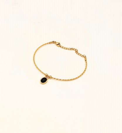 Black Oval Charm Bracelet