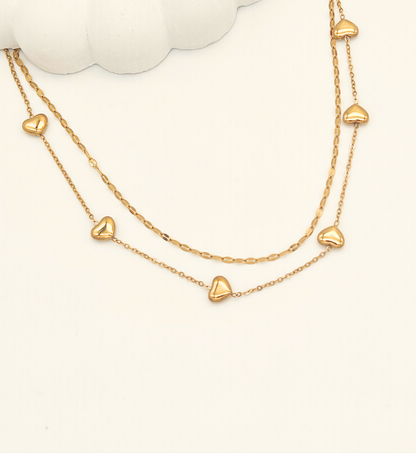 Double Layered Heart Chain Necklace