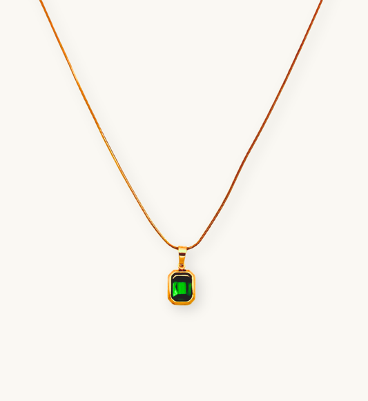 Emerald Cut Green Stone Pendant