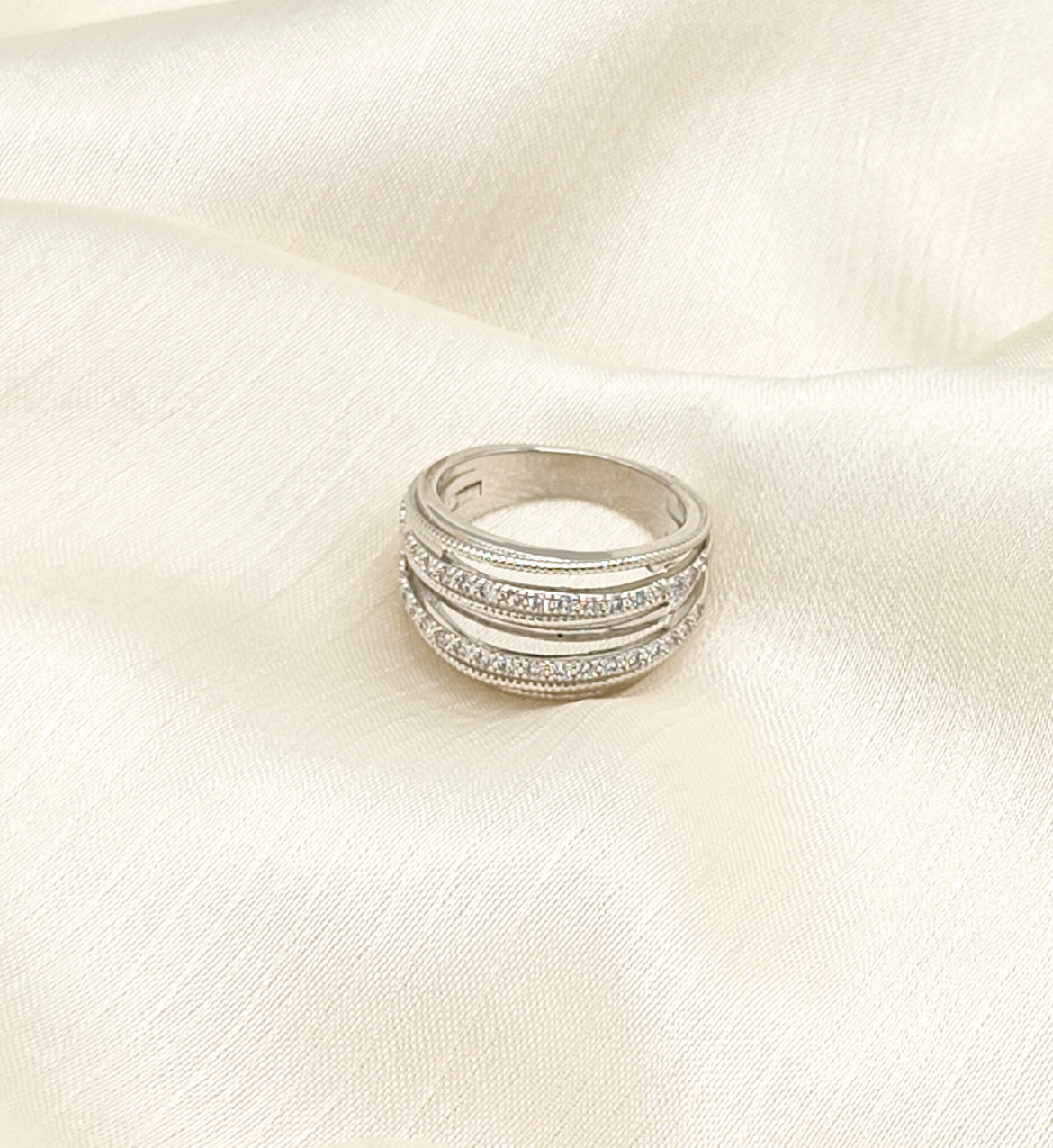 Silver Textured Stacking Ring