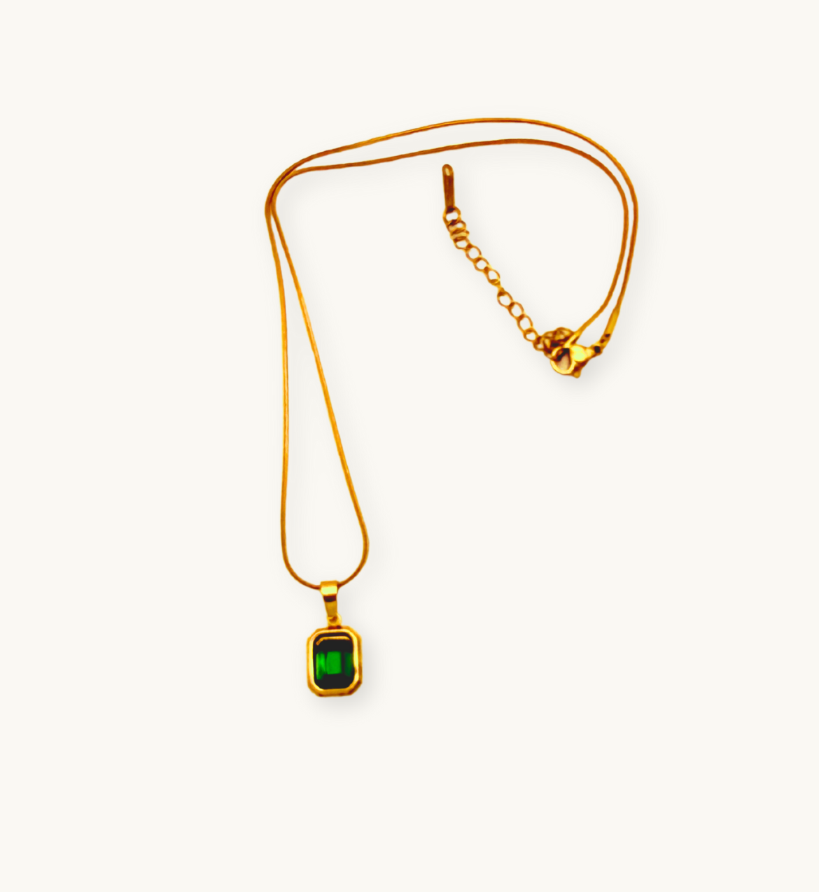 Emerald Cut Green Stone Pendant