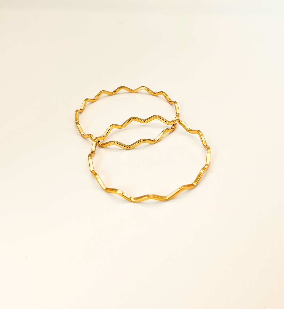 Wavy Gold Bangles (Set of 2)