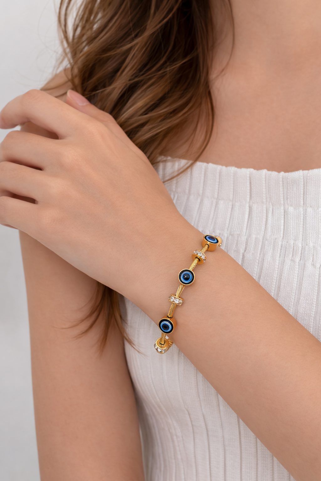 Evil Eye Gold Charm Bracelet