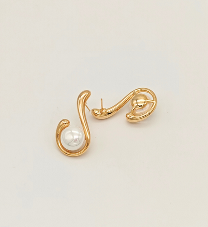 Pearl Accent Swirl Earrings