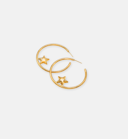 Starry Hoop Gold Earrings