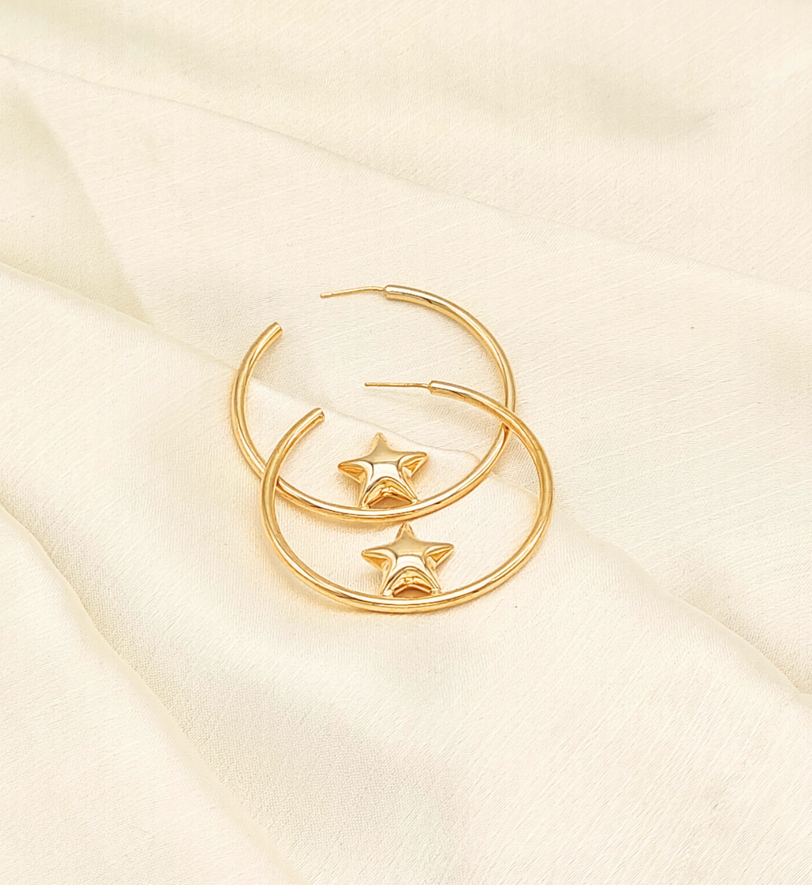 Starry Hoop Gold Earrings