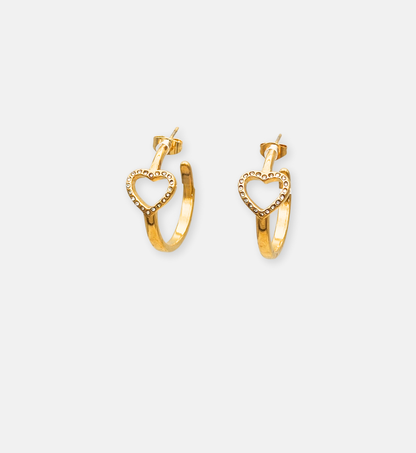Heart Hoop Gold Earrings