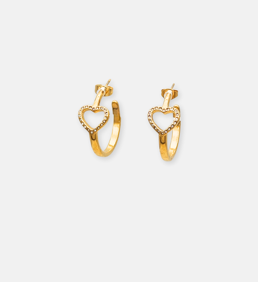 Heart Hoop Gold Earrings
