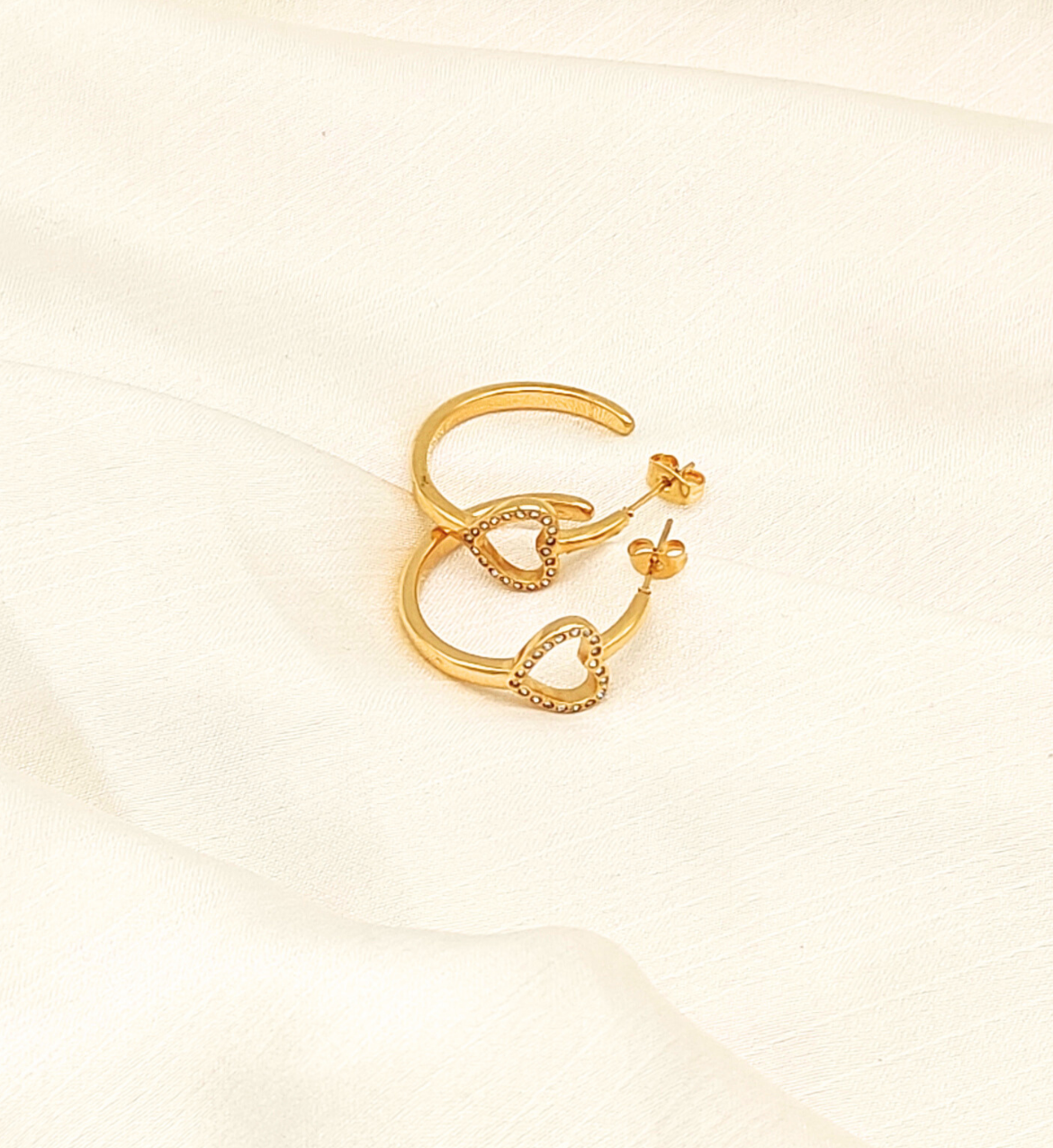 Heart Hoop Gold Earrings