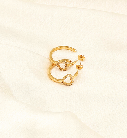 Heart Hoop Gold Earrings