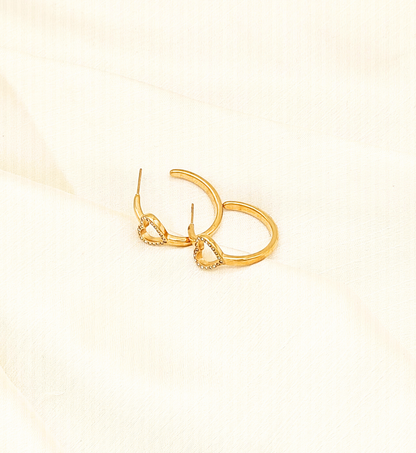 Heart Hoop Gold Earrings
