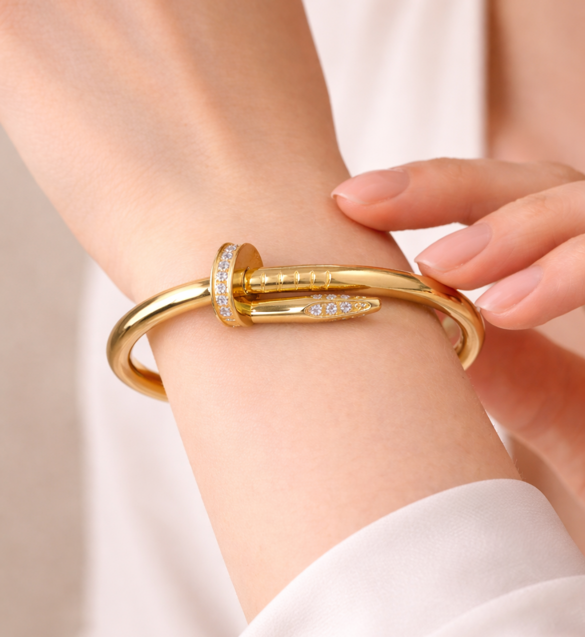 Nail Design Gold Bracelet With Stone