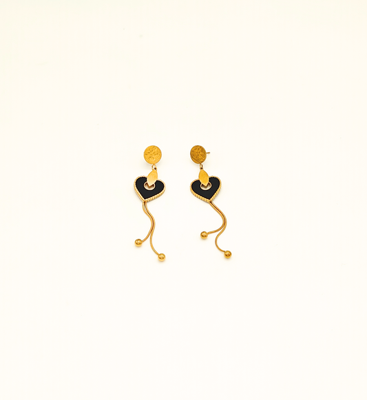 Black Heart Drop Earrings