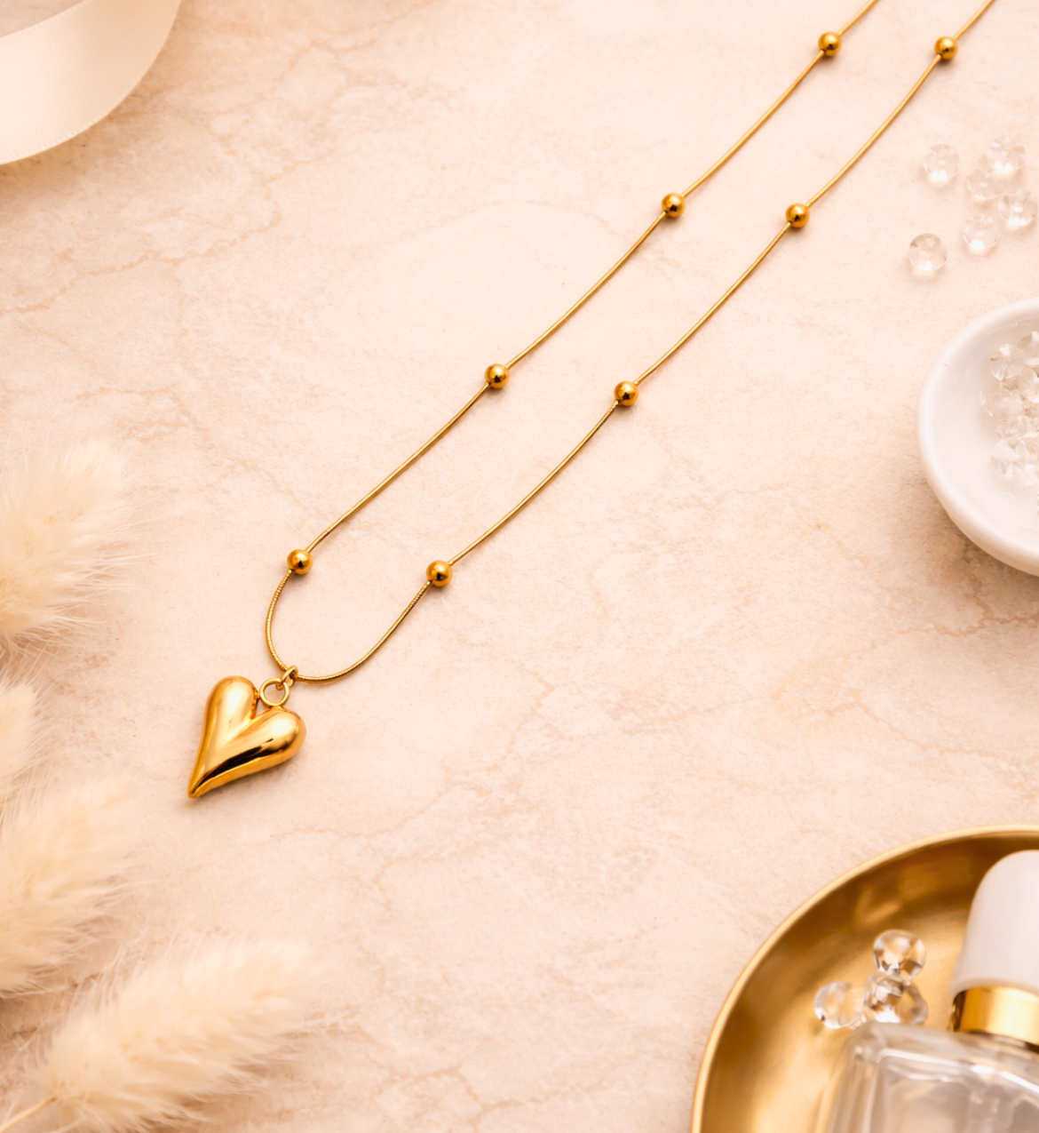 Long Heart Gold Pendant