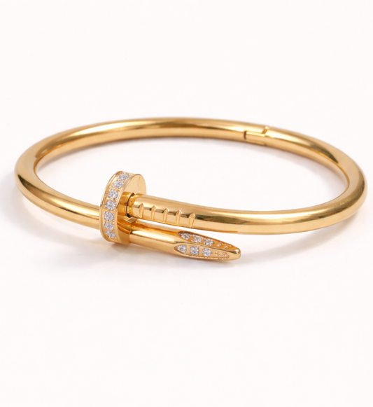 Nail Design Gold Bracelet With Stone