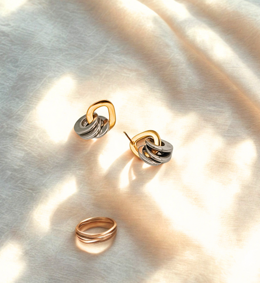 Modern Interlocking Metallic Earrings