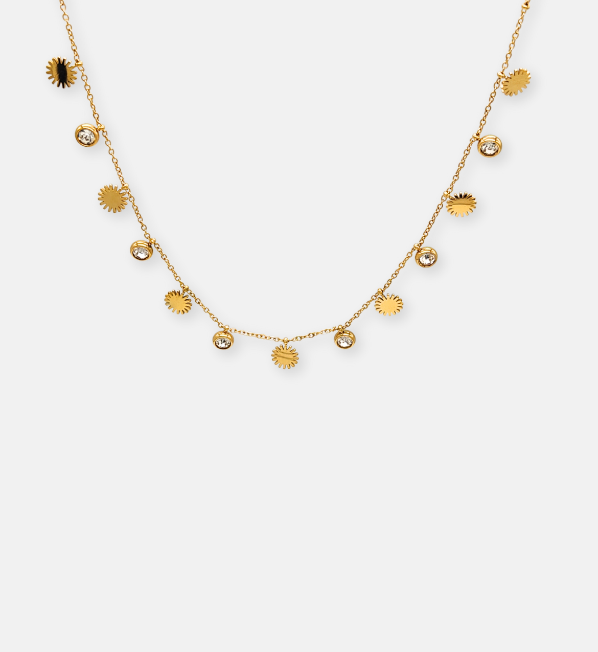 Sunburst Charm Gold Necklace