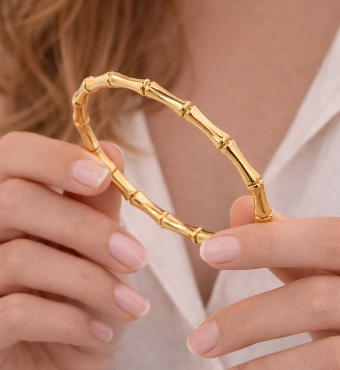 Gold Bamboo-Style Bracelet