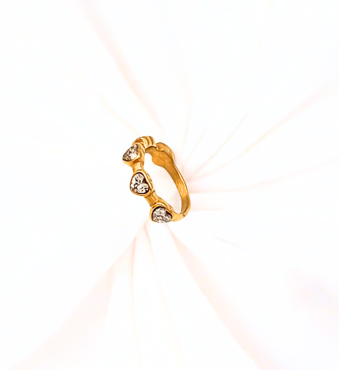 Crystal Heart Gold Ring