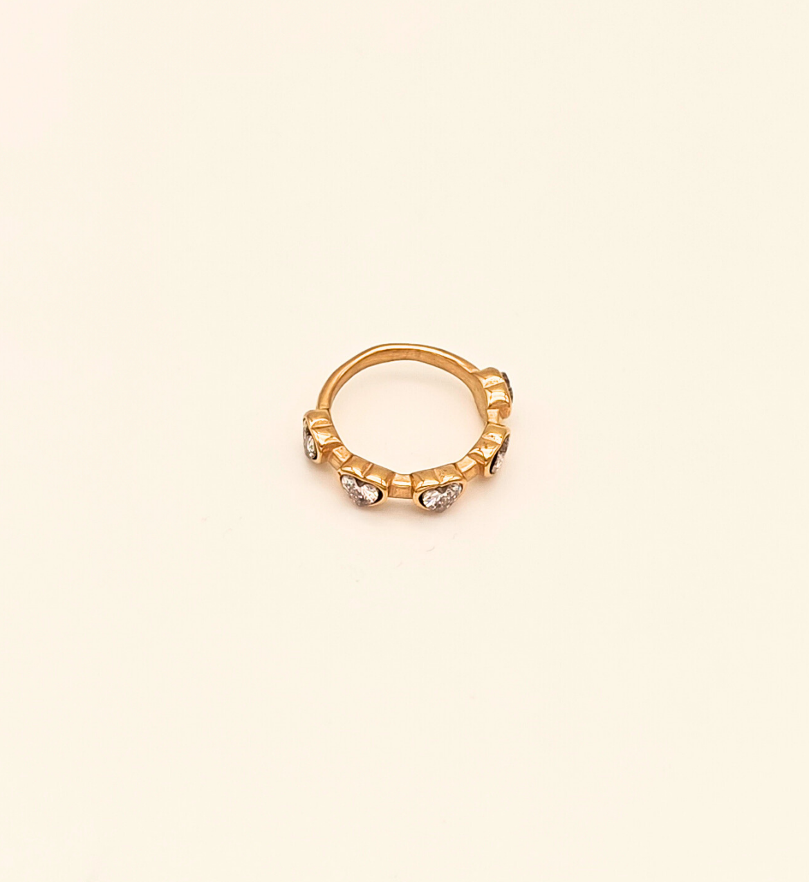 Crystal Heart Gold Ring