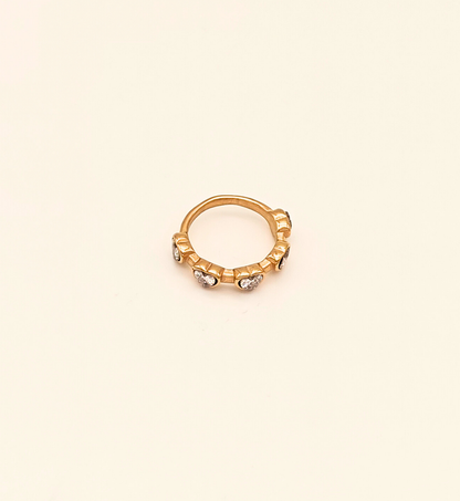 Crystal Heart Gold Ring