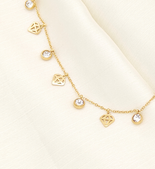 Diamond Charm Gold Necklace