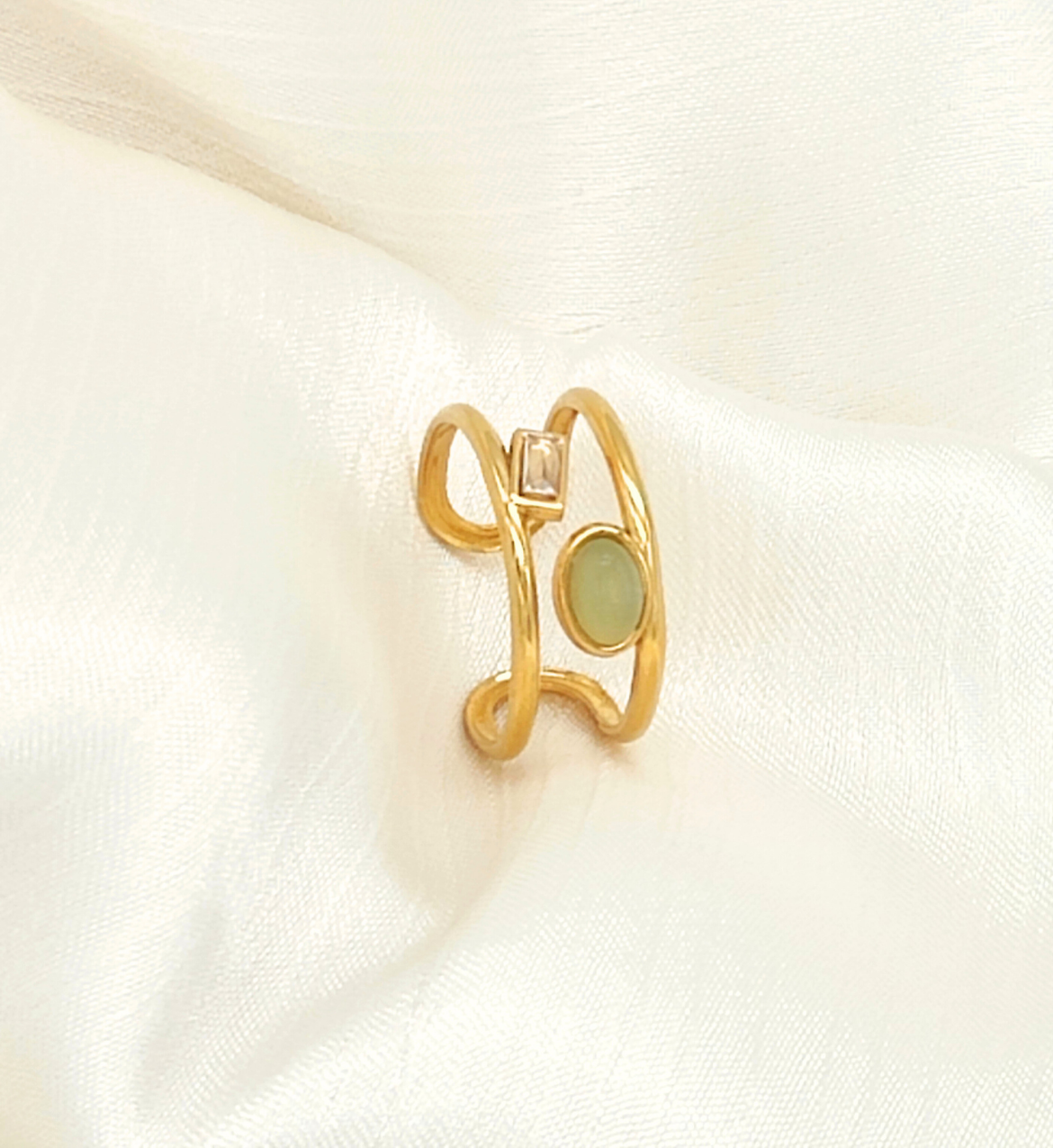 Gold Open Band Ring with Gemstone Accents