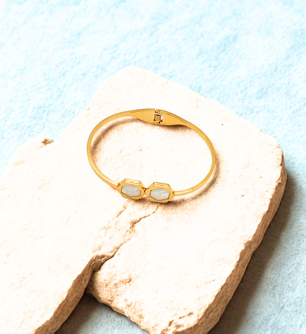 Hexagon Crystal Gold Bracelet