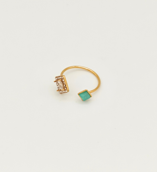 Gold Open Ring with Mixed Stones