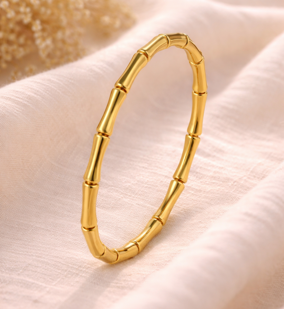 Gold Bamboo-Style Bracelet