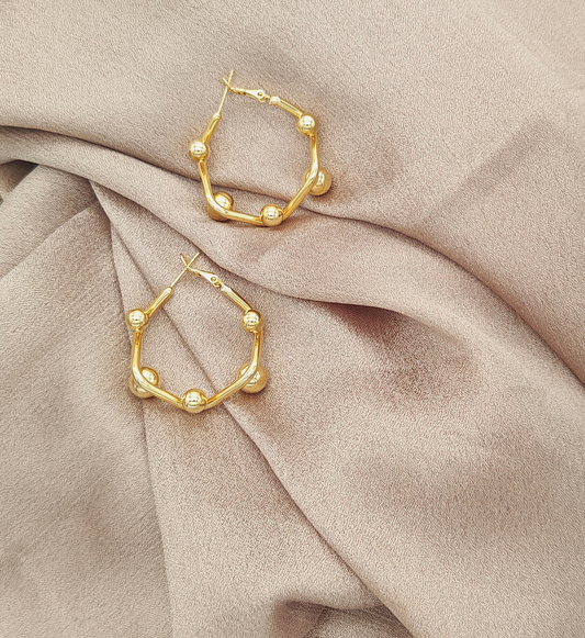 Statement Gold Ball Hoops