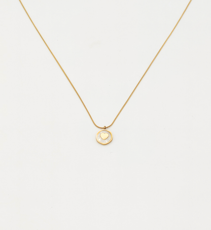 Gold Circle Heart Pendant Necklace
