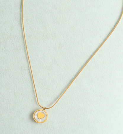 Gold Circle Heart Pendant Necklace