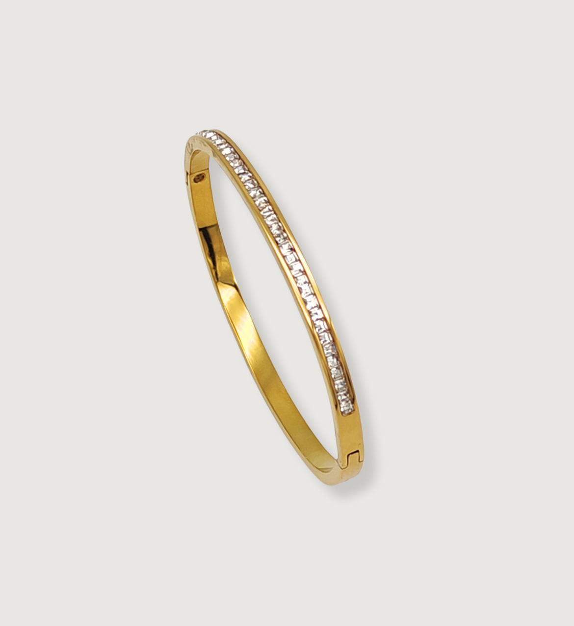 Classic Gold Bangle with Clear Stones