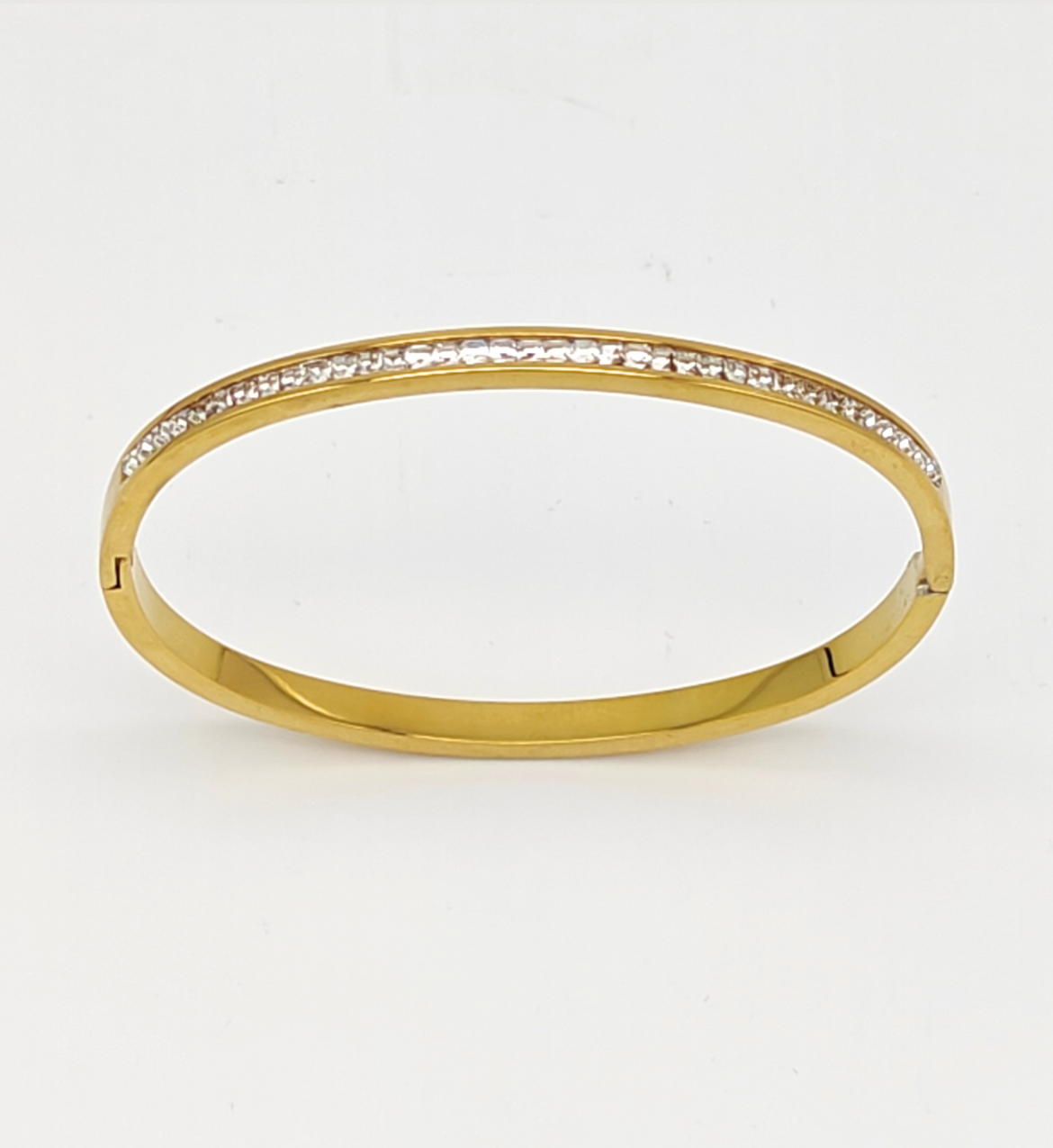 Classic Gold Bangle with Clear Stones