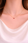 Gold Heart Pendant with Red Gemstone